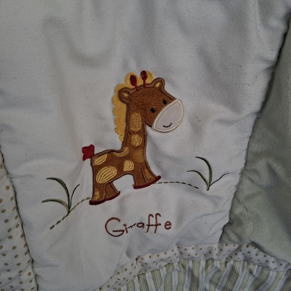 Vtg Y2K Kidsline Zanzibar Safari Animal Embroidered Patchwork Quilt Baby Blanket